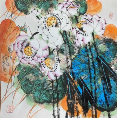 Painting titled "Cool summer 夏凉（No.1…" by Dayou Lu, Original Artwork, Pigments