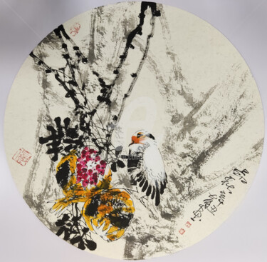 Malerei mit dem Titel "Sense the autumn 品秋…" von Dayou Lu, Original-Kunstwerk, Pigmente