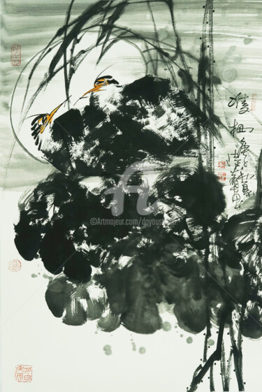 Peinture intitulée "Double miss 双栖 （No.…" par Dayou Lu, Œuvre d'art originale, Pigments