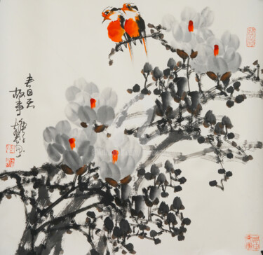 Painting titled "The story of spring…" by Dayou Lu, Original Artwork, Pigments