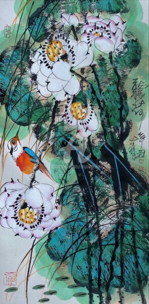 Peinture intitulée "Listen to the Lotus…" par Dayou Lu, Œuvre d'art originale, Pigments