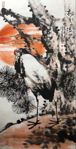 Painting titled "Pine tree spirit 松高…" by Dayou Lu, Original Artwork, Pigments