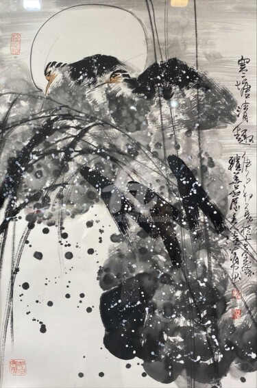 Painting titled "Fun in the cold pon…" by Dayou Lu, Original Artwork, Pigments