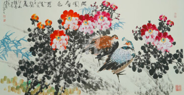 Painting titled "Full of spring sens…" by Dayou Lu, Original Artwork, Pigments