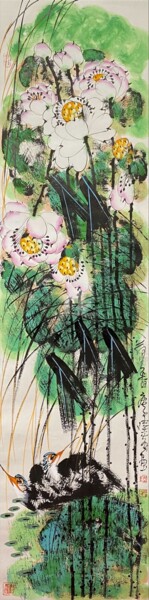 Malerei mit dem Titel "Fragrance of lotus…" von Dayou Lu, Original-Kunstwerk, Pigmente