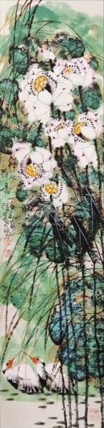 Painting titled "Sense the fragrance…" by Dayou Lu, Original Artwork, Pigments