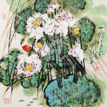 Malerei mit dem Titel "Peaceful in the lot…" von Dayou Lu, Original-Kunstwerk, Pigmente