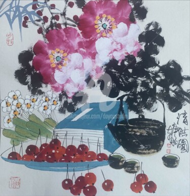 Painting titled "Tribute of quality…" by Dayou Lu, Original Artwork, Pigments