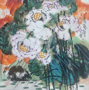 Painting titled "Cool summer 清夏 （No.…" by Dayou Lu, Original Artwork, Pigments
