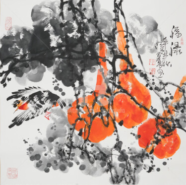 Painting titled "Good fortune 福禄 （No…" by Dayou Lu, Original Artwork, Pigments