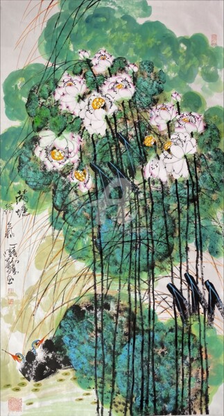 Peinture intitulée "Peaceful in the lot…" par Dayou Lu, Œuvre d'art originale, Pigments