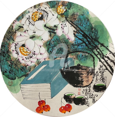 绘画 标题为“Taste of fine tea 品…” 由Dayou Lu, 原创艺术品, 颜料