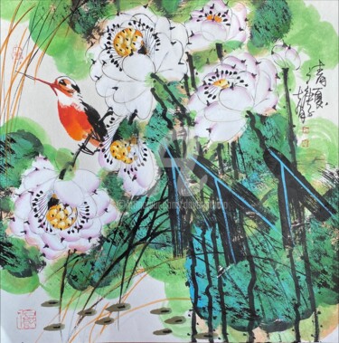 Painting titled "Fresh summer 清夏 （No…" by Dayou Lu, Original Artwork, Pigments