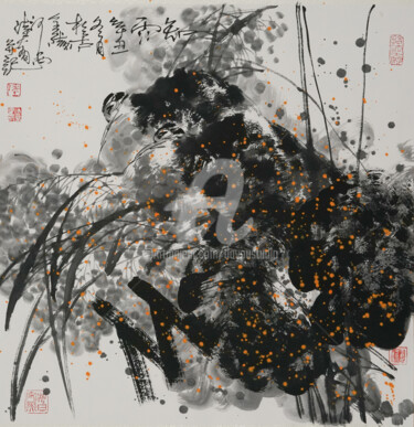 Peinture intitulée "Sense the rain 知雨 （…" par Dayou Lu, Œuvre d'art originale, Pigments