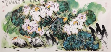 Ζωγραφική με τίτλο "Fragrance of lotus…" από Dayou Lu, Αυθεντικά έργα τέχνης, Χρωστικές ουσίες
