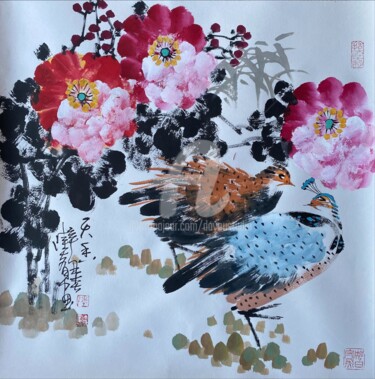 Painting titled "Fragrance by gift 天…" by Dayou Lu, Original Artwork, Pigments