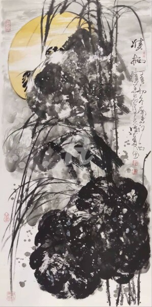 Malerei mit dem Titel "Loverly couple 双栖 （…" von Dayou Lu, Original-Kunstwerk, Pigmente