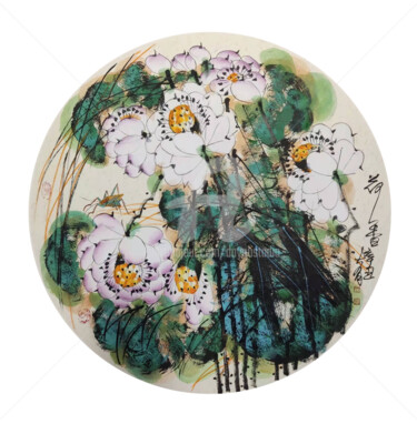 Pittura intitolato "Fragrance of lotus…" da Dayou Lu, Opera d'arte originale, pigmenti
