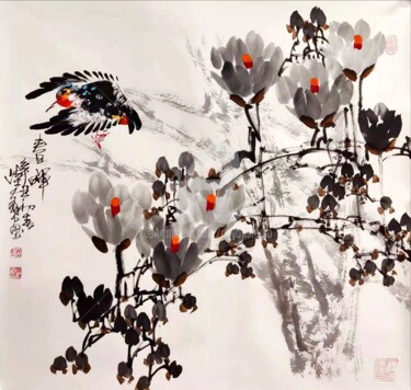 Painting titled "Sun light 春晖 （No.16…" by Dayou Lu, Original Artwork, Pigments