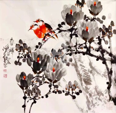Pittura intitolato "Sun light 春晖 （No.16…" da Dayou Lu, Opera d'arte originale, pigmenti