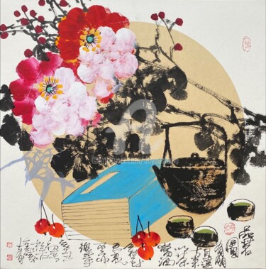 Painting titled "Taste of fine tea 品…" by Dayou Lu, Original Artwork, Pigments