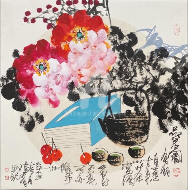 Painting titled "Taste of fine tea 品…" by Dayou Lu, Original Artwork, Pigments