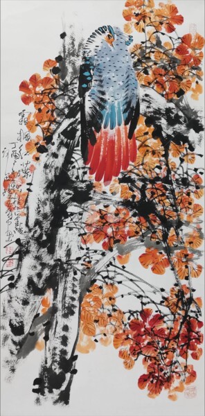 绘画 标题为“Frost Maple and Red…” 由Dayou Lu, 原创艺术品, 颜料