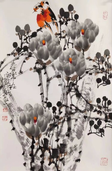 Painting titled "Spring is coming 春常…" by Dayou Lu, Original Artwork, Pigments