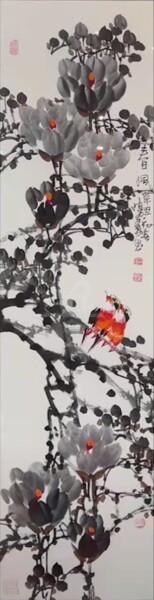 Malerei mit dem Titel "Wing in the spring…" von Dayou Lu, Original-Kunstwerk, Pigmente