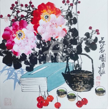 Painting titled "Taste of fine tea 品…" by Dayou Lu, Original Artwork, Pigments