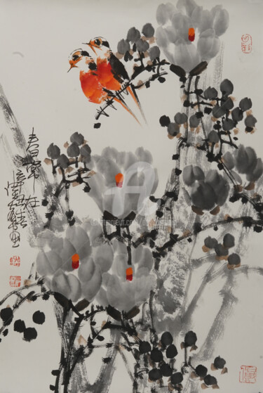 Painting titled "Spring stays 春常在 （N…" by Dayou Lu, Original Artwork, Pigments