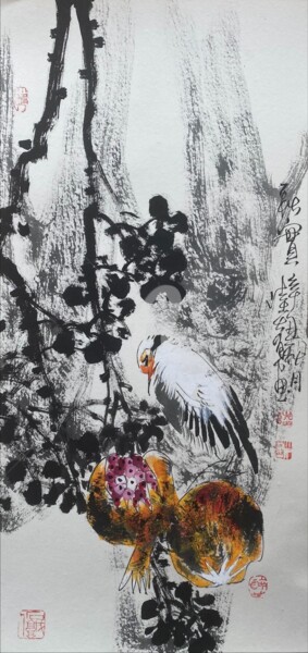 Картина под названием "Harvest in the autu…" - Dayou Lu, Подлинное произведение искусства, Пигменты