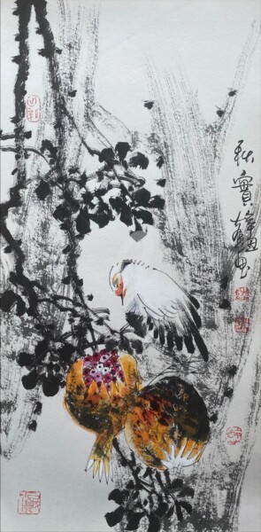 Painting titled "Harvest in the autu…" by Dayou Lu, Original Artwork, Pigments