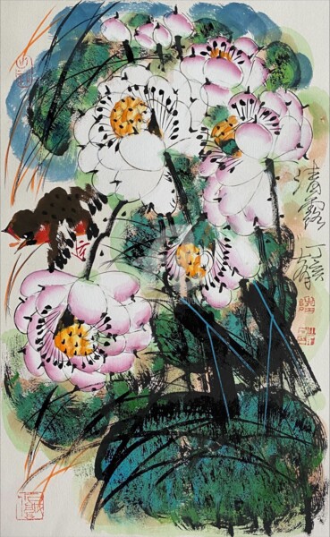 Peinture intitulée "Fresh dew 清露 （No.16…" par Dayou Lu, Œuvre d'art originale, Pigments