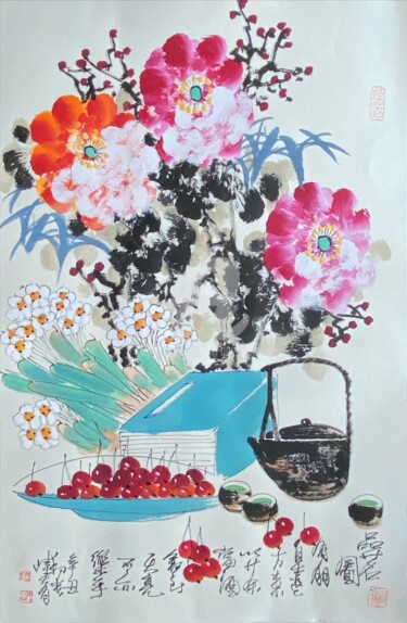 绘画 标题为“Taste of fine tea 品…” 由Dayou Lu, 原创艺术品, 颜料