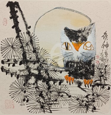 Peinture intitulée "Night god 夜神 （No.16…" par Dayou Lu, Œuvre d'art originale, Pigments