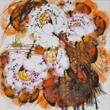 Pintura titulada "Fun in the lotus po…" por Dayou Lu, Obra de arte original, Pigmentos