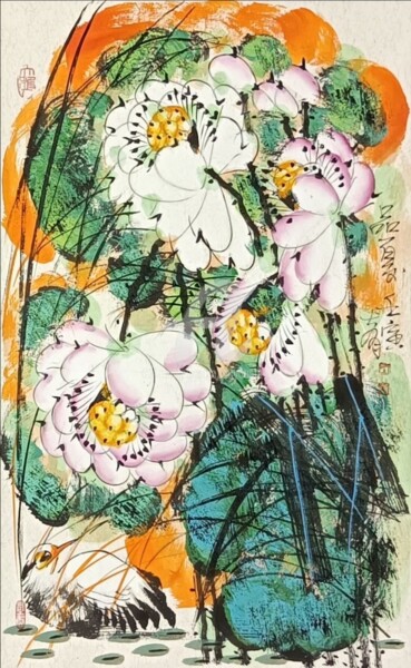 Painting titled "Sense the summer 品夏…" by Dayou Lu, Original Artwork, Pigments