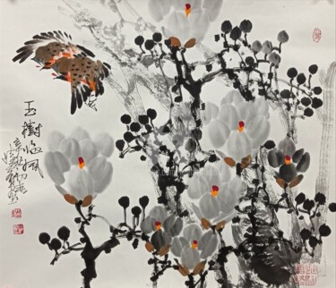 Painting titled "A jade tree in the…" by Dayou Lu, Original Artwork, Pigments