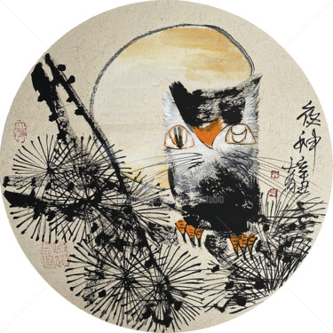 Pittura intitolato "Night god 夜神 （No.16…" da Dayou Lu, Opera d'arte originale, pigmenti