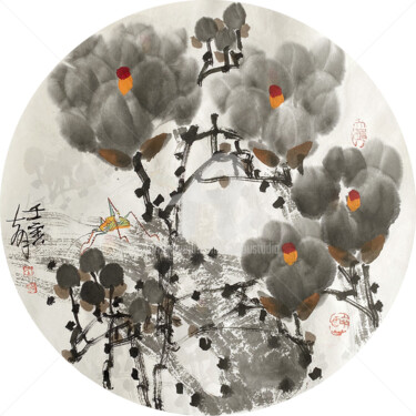 Painting titled "Fragrance of Magnol…" by Dayou Lu, Original Artwork, Pigments