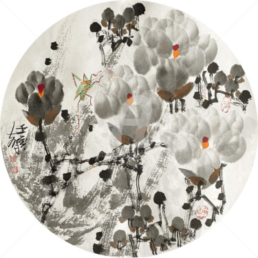 Malerei mit dem Titel "Fragrance of Magnol…" von Dayou Lu, Original-Kunstwerk, Pigmente
