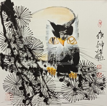 Painting titled "Night god 夜神 （No.16…" by Dayou Lu, Original Artwork, Pigments