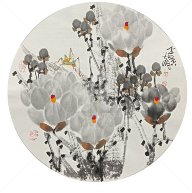 Peinture intitulée "Magnolia 玉兰 （No.169…" par Dayou Lu, Œuvre d'art originale, Pigments