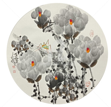 Peinture intitulée "Magnolia 玉兰 （No.169…" par Dayou Lu, Œuvre d'art originale, Pigments