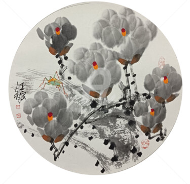 Painting titled "Magnolia 玉兰 （No.169…" by Dayou Lu, Original Artwork, Pigments