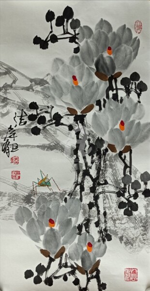 Peinture intitulée "Pure white 洁 （No.16…" par Dayou Lu, Œuvre d'art originale, Pigments