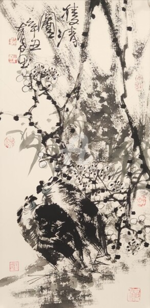 Pittura intitolato "Double fresh 双清图 （N…" da Dayou Lu, Opera d'arte originale, pigmenti