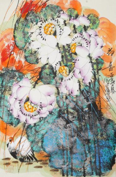 Pintura titulada "Fragrance of lotus…" por Dayou Lu, Obra de arte original, Pigmentos