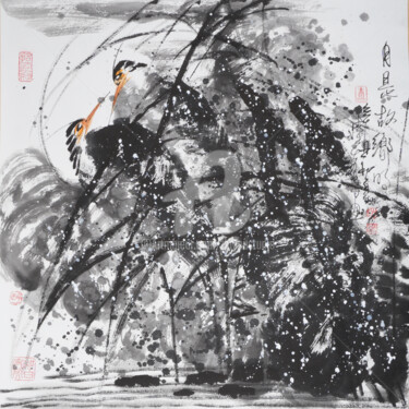 Pittura intitolato "Moon is bright in h…" da Dayou Lu, Opera d'arte originale, pigmenti